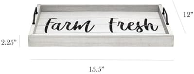 Elegant Designs HG2000-GFF Decorative Wood Serving Tray w/Handles, 15.50" x 12", Farm Fresh