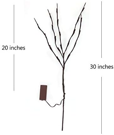 DK177 2 Pack Led Branch Light Battery Operated Lighted Branch Vase Filler Willow Tree Artificial Little Twig Power Brown 30 Inch 20 LED for Home Romantic Decoration, Warm White