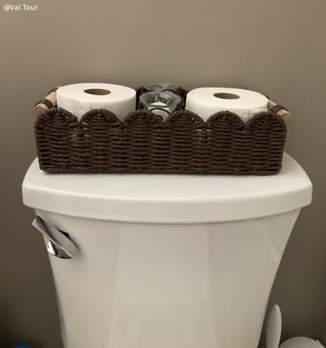 CubesLand Scalloped Toilet Paper Storage Basket W/Handle for Home Decor