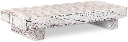 Small Wood Tray Pedestal Stand Farmhouse Bathroom Decor Decorative / Retro White / 8.7 x 3.6 x 1.6
