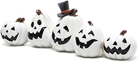 Hodao Halloween Pumpkin Decorations Indoor White Jack O Lantern Figurine