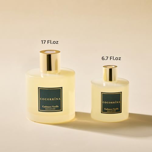 COCORRÍNA Reed Diffuser - Cashmere Vanilla 17 Fl.oz Reed Diffuser with 8 Sticks Scented Diffuser with Preserved Flowers