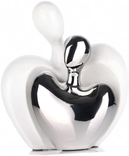White and Silver Ceramic Couple Figurines Home Decor / White Silver