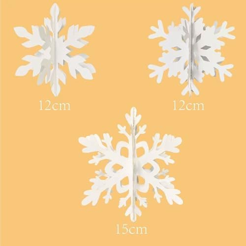 Snowflakes-Christmas Tree Decorations, Snowflake Ornaments for Tree, 12PCS3D Snowflakes Garland for Christmas Tree Indoor Home Decor, Snow Flake Stars Winter Wonderland Party Supplies