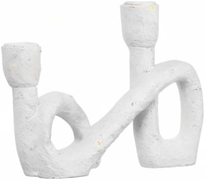 Modern Sculptural Double Taper Candle Holder / White