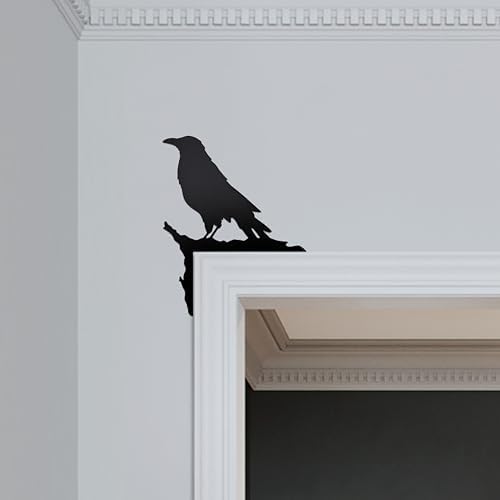 Raven Decor Door Corner Statue, Gothic Crow Door Frame Wall Decor Halloween