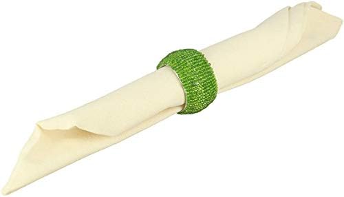 Green Beaded Napkin Rings Set of 6 – Luxury Decorative Napkin Holders for Dining Table, Wedding, Party & Festive Table Decor – Elegant Handmade Bead Design, Durable & Reusable
