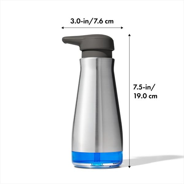 OXO Good Grips Stainless Steel Countertop Soap Dispenser | Refillable Soap Dispenser, Rust-Resistant Stainless Steel