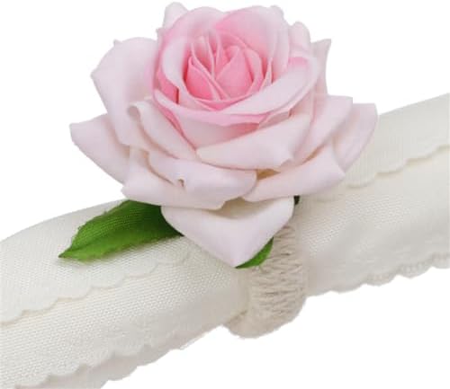 Flower Napkin Rings Set of 6 Floral Napkin Rings Rose Napkin Holder Handcraft Flower Napkin Ring Dinner Table Decoration for Wedding Banquet Birthday Party Christmas