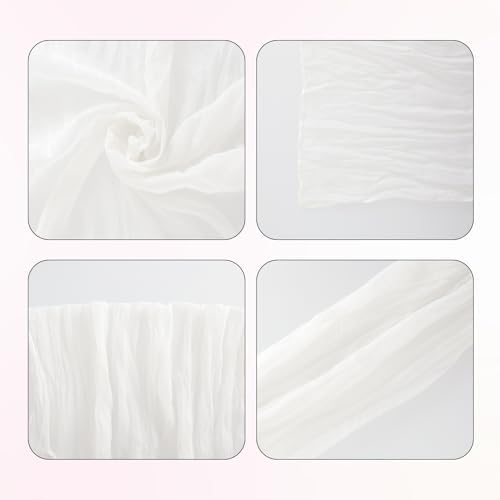 Nydotd 6pcs Cheesecloth Napkins 20 x 20 Inch Boho Dinner Napkins Wrinkled Rustic Linen Table Decorative Cloth Napkins for Wedding Party Baby Shower Family Everyday Use (White)
