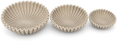 YMXYJM Decorative Bowl Set of 3, Fluted Resin Bowls for Home Decor, Beige