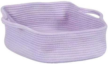 Woven Cotton Rope Storage Basket / Light Purple