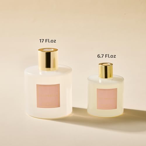 COCORRÍNA Reed Diffuser - Cherry Blossom 17 Fl.oz Reed Diffuser with 8 Sticks Scented Diffuser with Preserved Flowers