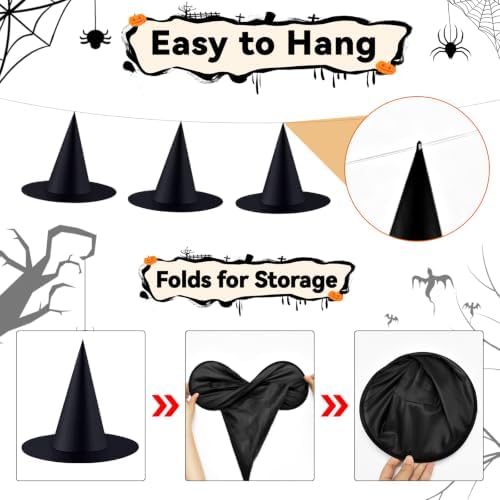 ZeeDix 12 PCS Halloween Witch Hats, Hanging Decor for Yard Porch Ceiling