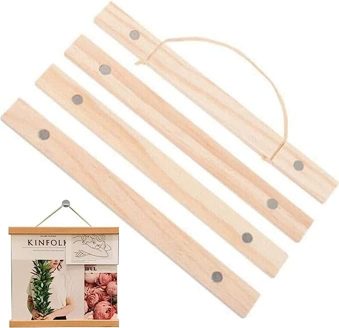 Natural Wooden Magnetic Frame, Poster Holder, 2 Pieces Wooden Magnetic Photo Frame, Magnetic Wooden Photo Frame