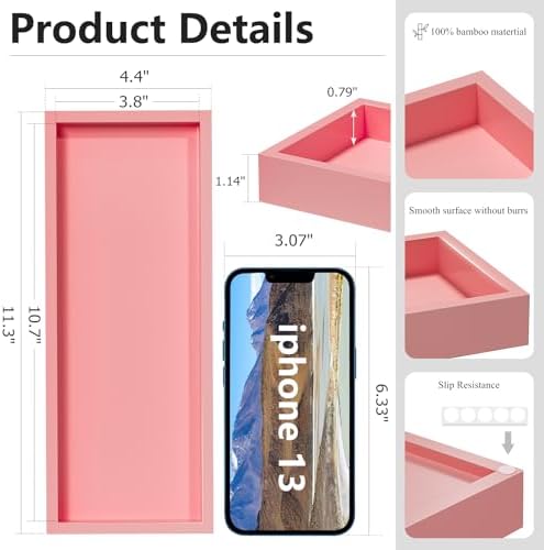 Kitchen Tray for Soap Dispenser Spice Salt / 11.3 x 4.4 x 1.1 / Pink