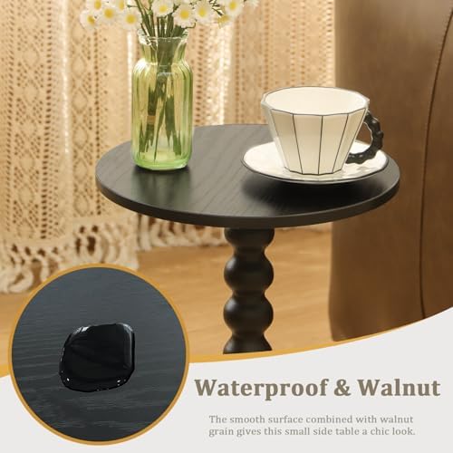 Fultyle Round Side Table, Small Drink Table for Small Spaces, Modern Accent End Table Nightstand with Solid Wood Leg