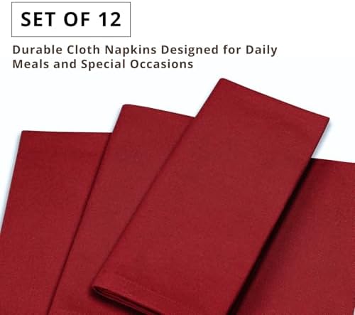 PurpleEssences Cloth Dinner Napkins 18x18 in Set of 12 - Red