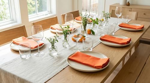 PurpleEssences Cloth Dinner Napkins 18x18 in Set of 12 - Orange