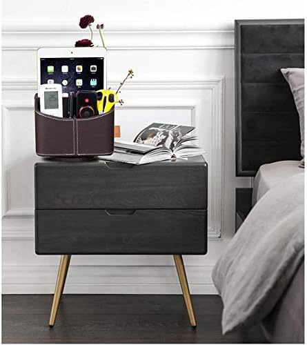 Remote Control Holder PU Leather 360 Degrees Rotatable Desktop Supply Organizer Storage / A Brown