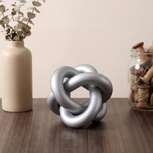 Yalikop 3 Link Wood Knot Decor Rustic Table Shelf Accents, Silver