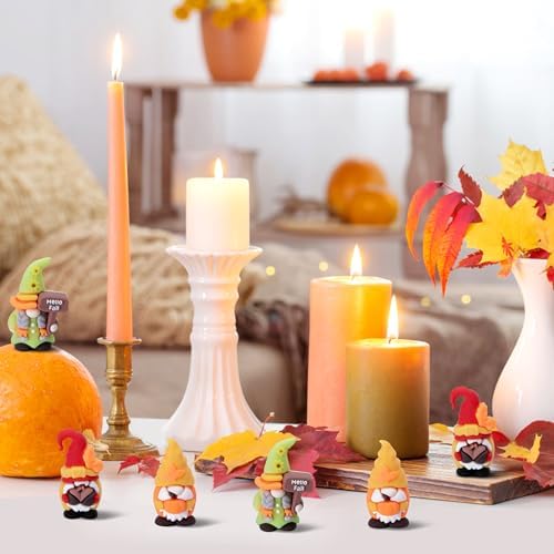 60 Pcs Fall Mini Gnomes Figurines, Thanksgiving Miniature Gnome Ornaments