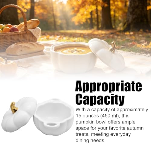 15oz Ceramic Pumpkin Soup Bowl with Lid
