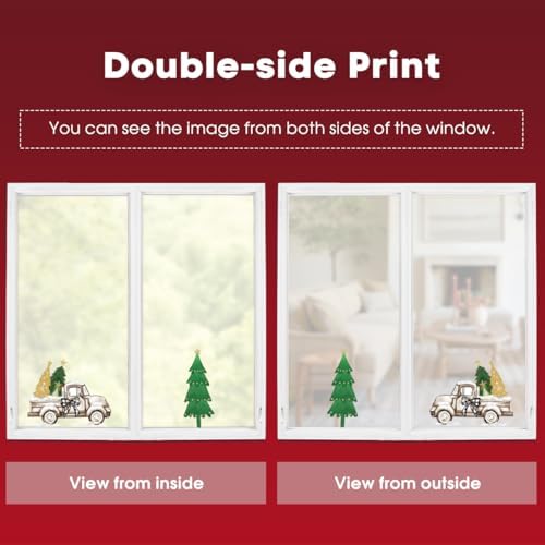 Horaldaily 68 PCS Christmas Window Cling Sticker, Christmastree Home Party Supplies Shop Window Glass Display Decoration