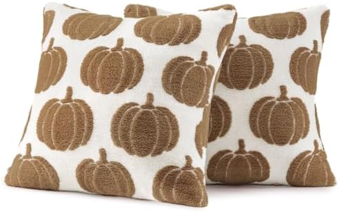 Fall Pumpkin Pillow Covers Fall Decor 18x18 Set of 2 Light Brown