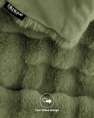 Ultra Soft Cozy Faux Fur Throw Blanket, Fuzzy Plush Thick Bubble Blanket, Oversize Luxury Fluffy Blanket for Couch