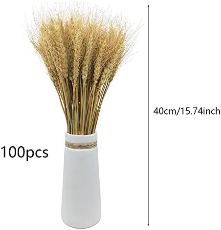 100 Stems Dried Wheat Stalks for Decor Artificial Dried Wheat Sheaves Faux Wheat Stems Natural Wheat Stalks Bundle for Wedding Party Table Centerpiece Harvest Wreath Boho Farmhouse DIY