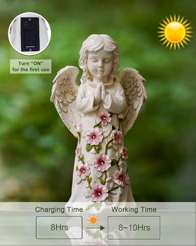 Nacome Solar Garden Outdoor Statues Angel with Succulent