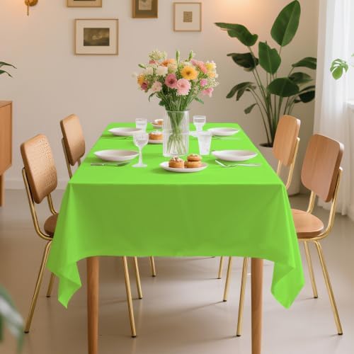 6 Pack Premium Disposable Plastic Tablecloth 54" x 108" Party Table Cloths Disposable for 6 to 8 Foot Tables Indoor or Outdoor Birthdays Weddings Christmas Anniversary Buffet Table (Green)