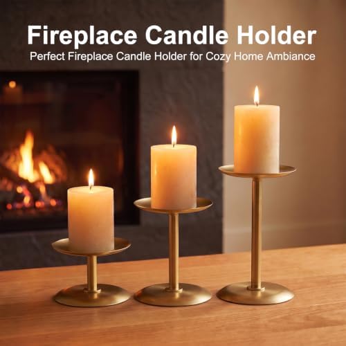Homemory Fall Halloween Table Decor, Gold Metal Candle Holders Set of 3