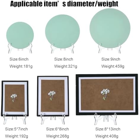 Acrylic Easel Stand Display Stand Plate Holder for Display Photo Picture / Clear / 7 Inch / Set of 6