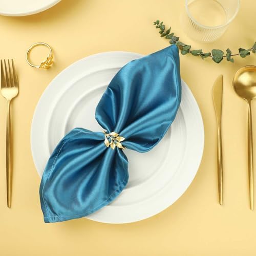 Gold Napkin Rings Set of 24, Solid Zinc Alloy Leaf Table Decor