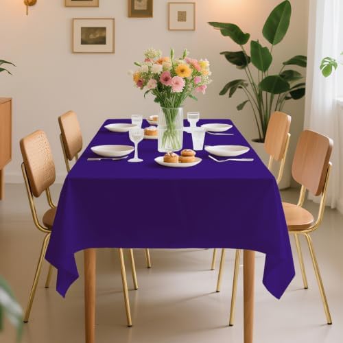 6 Pack Premium Disposable Plastic Tablecloth 54" x 108" Party Table Cloths Disposable for 6 to 8 Foot Tables Indoor or Outdoor Birthdays Weddings Christmas Anniversary Buffet Table (Dark purple)