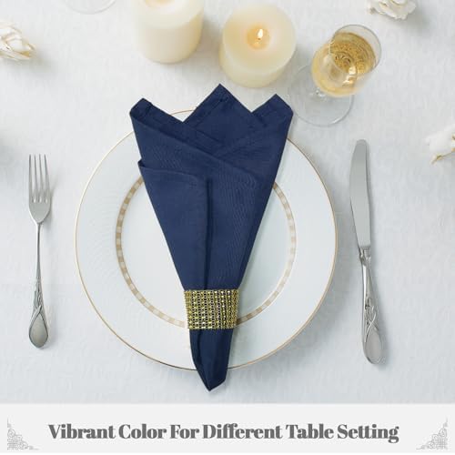 PLOYMONO Navy Blue Cloth Napkins - 8 Pack 17"x17" Polyester Dinner Napkins