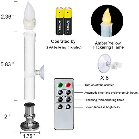 Wondise Flameless Window Candles with Remote and Timer Battery Operated