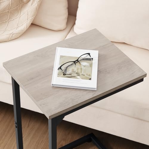 AMHANCIBLE C Shaped End Table, Slide Under Couch Table for Sofa