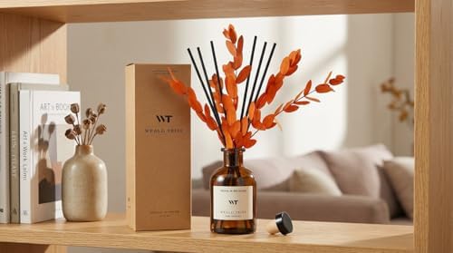 WEALD TRIBE Reed Diffuser Set for Bathroom Air Fresheners, Oil Diffuser Sticks | Sandalwood & Ebony Scent 4.0 fl oz