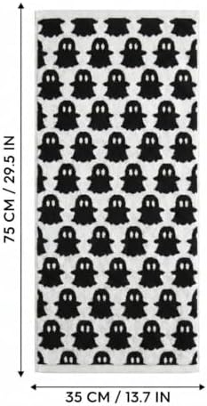 Artoid Mode 2 Pcs Beige Black Ghost Halloween Hand Towels for Bathroom