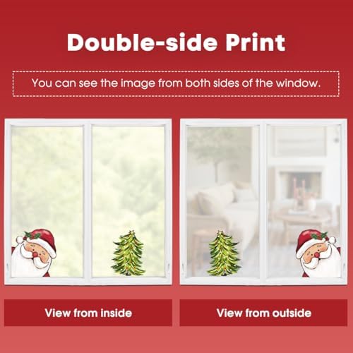Horaldaily 57 PCS Christmas Window Cling Sticker, Santa Claus Deers Snowman Xmas Tree for Home Party Supplies Shop Window Glass Display Decoration