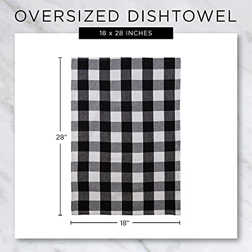 DII Halloween Collection Embellished Dishtowel Set, 18x28, Woven Check 3 Piece