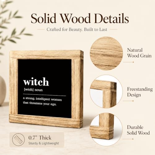 Halloween Wooden Sign, Witch Definition Quote Tabletop Decor
