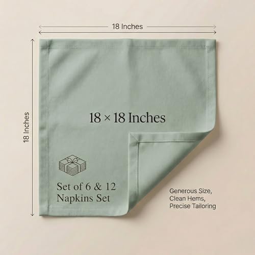 ACCENTHOME Accent Home 100% Cotton Napkins, Delicate Cloth Napkins for Dinners, Parties and Weddings,18 x 18 Inch Set of 12 - Teal