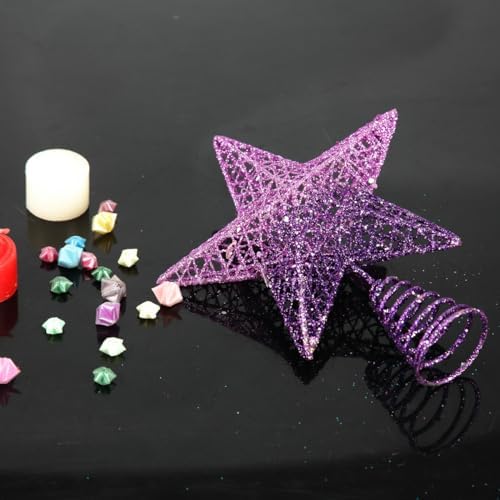 BinaryABC Christmas Tree Topper Star,Glittering Christmas Tree Decoration Ornaments,20cm (Purple Gradient)