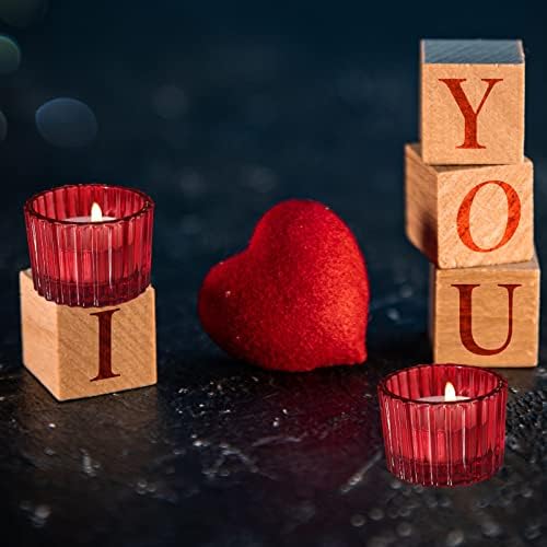 VOHO Ribbed Red Tealight Candle Holder for Christmas Valentine Decorations