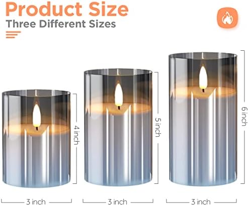 Tyawon Glass Battery Operated LED Flameless Candles with Remote and Timer, Real Wax Candles Warm Color Flickering Light