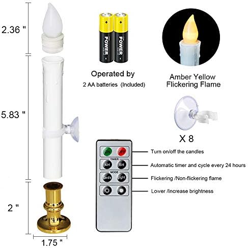 Wondise Flameless Window Taper Candles with Remote and Timer